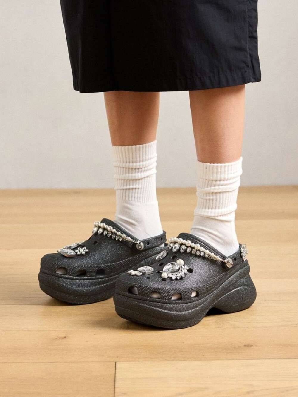 Women's Crocs Bae Wedding Glitter Clog Shoe 'Black'
